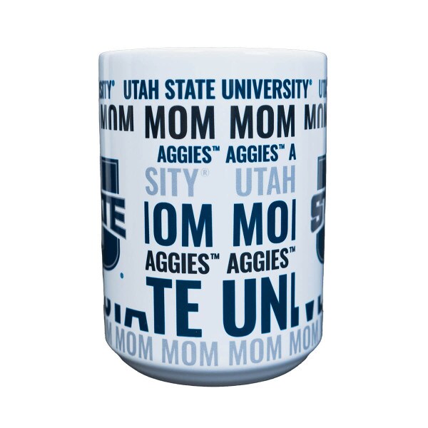 U-State, White, Navy, USU, Mom, Mug